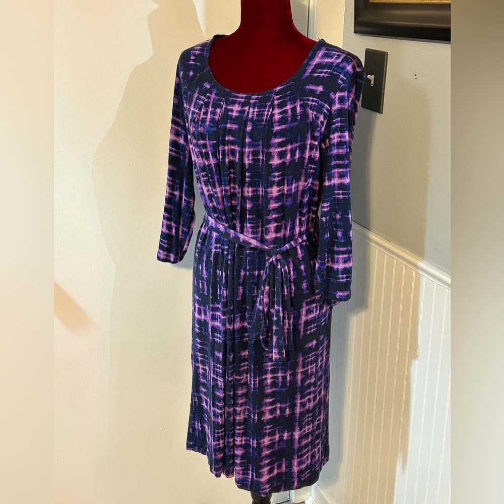 Simply Vera by Vera Wang, gorgeous blue purple, black tie-dyed pattern dress L
